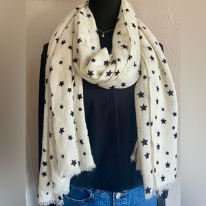 Mossimo Supply Co. Cream Scarf with Black Stars